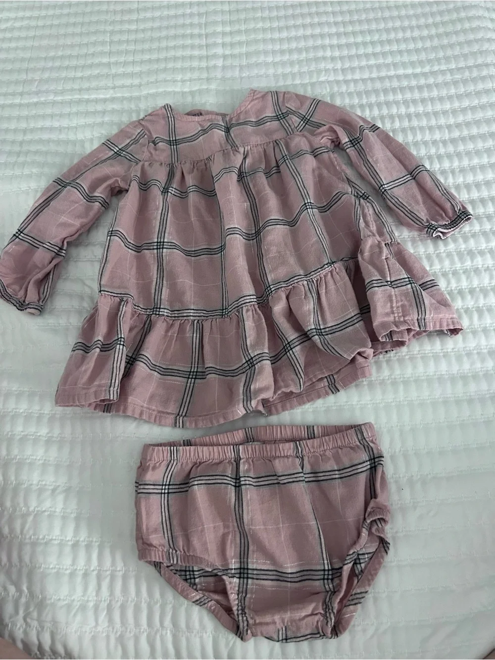 Carters Pink Plaid Ruffle Set with Matching Bloomers. Size 24M